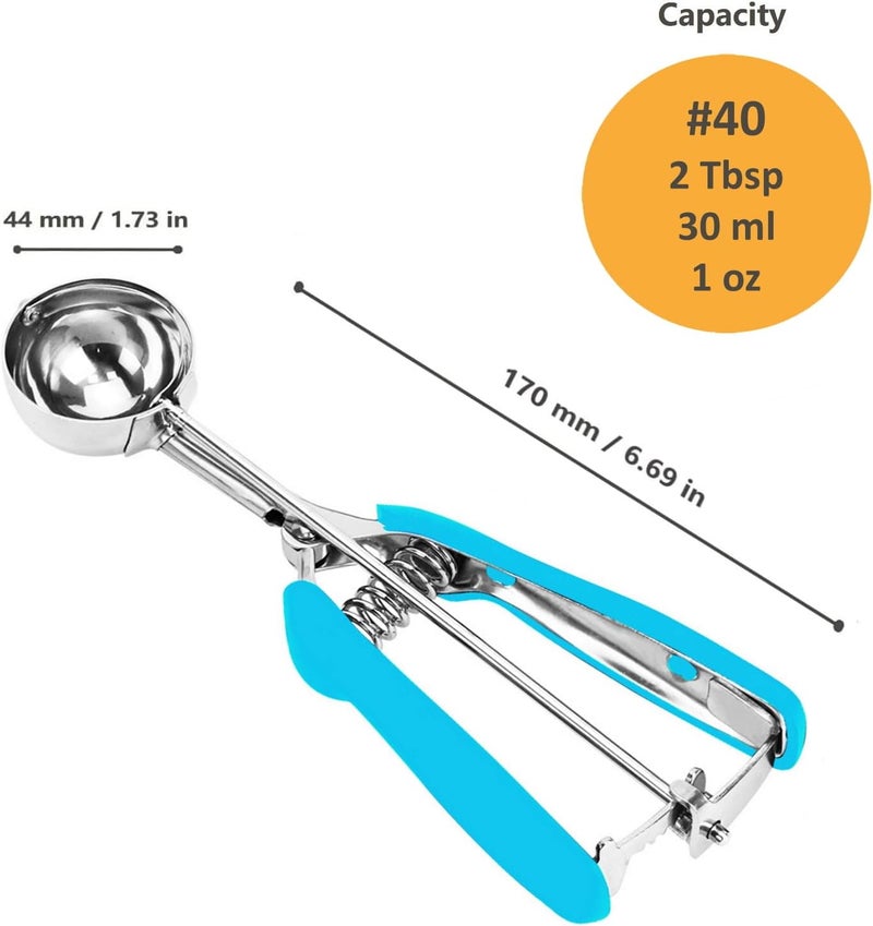 LLESCA Cookie Scoop, Ice Cream Scoop, 2 Tbsp/ 30 ml/ 1 oz Cookie Scoops for Baking, 18/8 Stainless Steel Cookie Scooper for Baking, Ice Cream Scooper with Trigger Release, Cookie Dough Scoop (Blue) - Image 5
